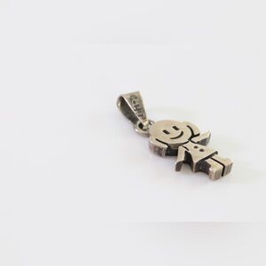 Vintage 925 Sterling Silver Girl Pendant Charm • Possibly Chile 1970s